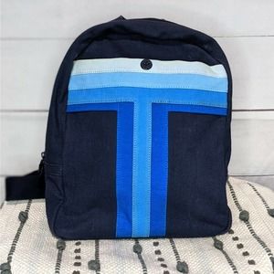 Tory Burch Stripe T Blue Multi Combo Canvas Backpack Spring 2016 Women's Unisex